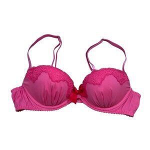 Y2K Aerie Pink Lace Push-Up Bra With Adjustable Straps Size 34A